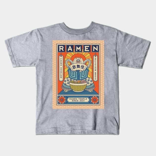 Ramen Temple Kabuki Kids T-Shirt by RyanRagnini